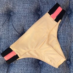 New Nude Bathing Suit Bottoms w black/pink straps